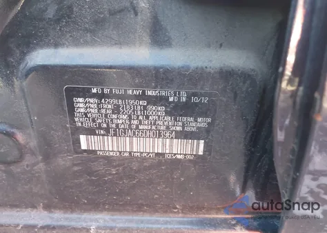 2013 Subaru Impreza 2.0I Premium z USA, uszkodzony, nr VIN JF1GJAC66DH013964